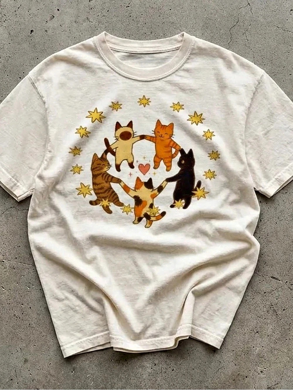 Funny Cat Dancing Graphic Short Sleeve T-Shirt